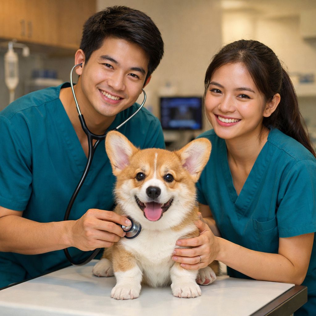ทีมสัตวแพทย์ดูแลลูกสุนัขด้วยความเอาใจใส่